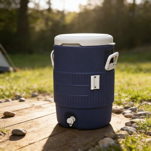 5 Gallon Polyethylene Beverage Cooler Jug with Spigot, Reusable Portable Water Dispenser for Drinks, Iced Tea, Lemonade, O...