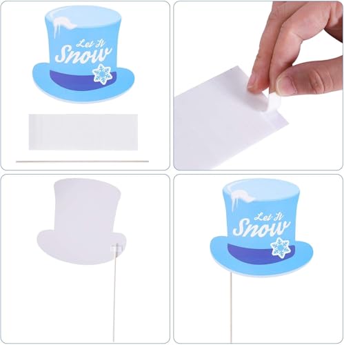 27 Pieces Snowflake Photo Booth Props Kit, Holiday and Winter Wonderland Party Decorations for Winter/Wedding/Christmas/Ho...