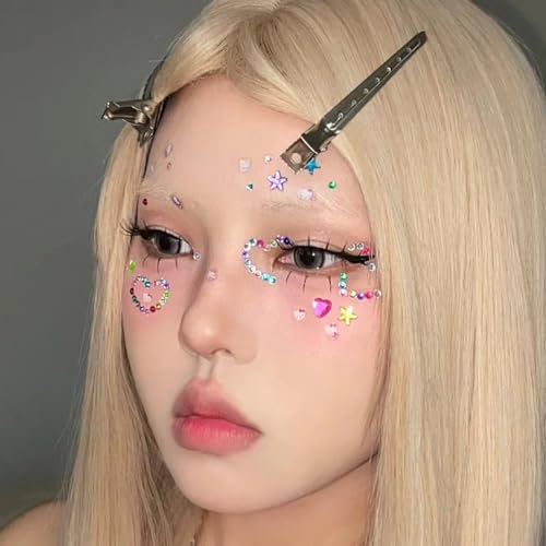 NOOEPC Self Adhesive Face Gems Stickers, Hair Gems Face Jewels Eye Jewels Rhinestones Festival Essentials Rave Accessories...