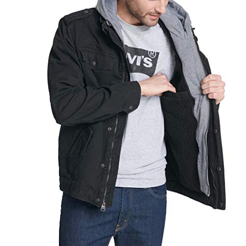 Levi's Men's Washed Cotton Hooded Military Jacket (Regular & Big & Tall Sizes)