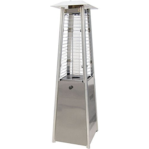 Portable Propane Table Top Pyramid Glass Tube Patio Heater, 9500 BTU, Stainless Steel, SMALL