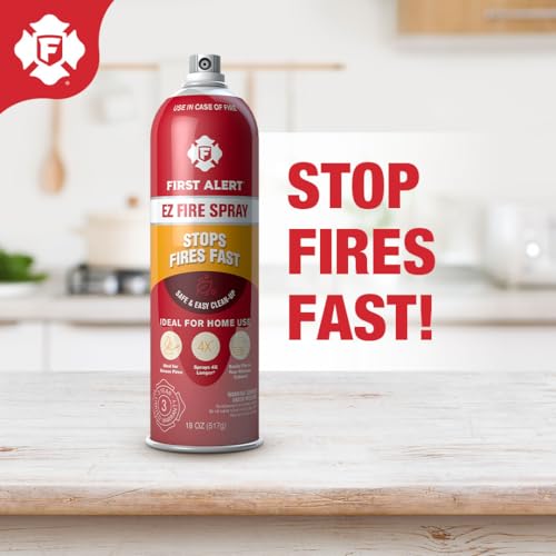 First Alert EZ Fire Spray, Extinguishing Aerosol Spray, AF400 Red 18 Ounce (Pack of 4)