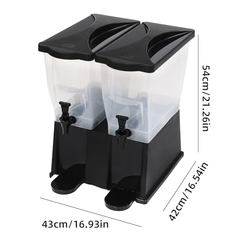 6 Gallon Beverage Dispenser, 22L Double Tank Juice Dispenser w/ 2-Faucets & Lid, Commercial Juice Beverage Containers, Det...