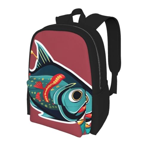 Bkdogkt Fish With A Lure Print Adults Large Capacity Backpack Commuting Work Outdoor Adventures Weekend Getaways