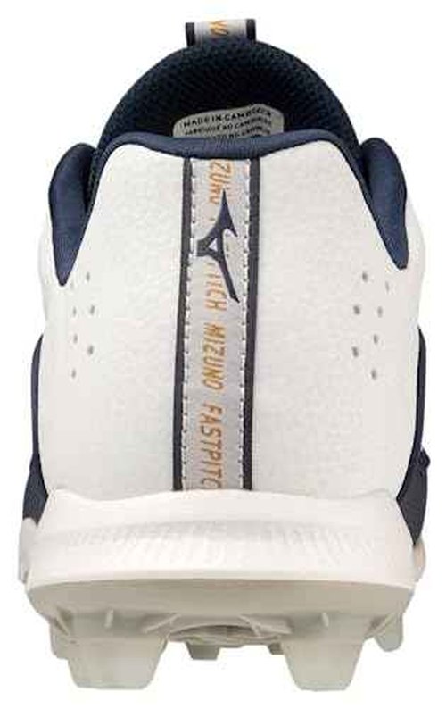 Mizuno Women's Finch Elite 6 Low TPU Softball Cleat, White/Navy, 9
