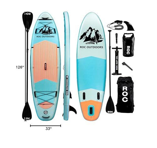 Roc Inflatable Stand Up Paddle Boards with Premium SUP Paddle Board Accessories, Wide Stable Design, Non-Slip Comfort Deck...