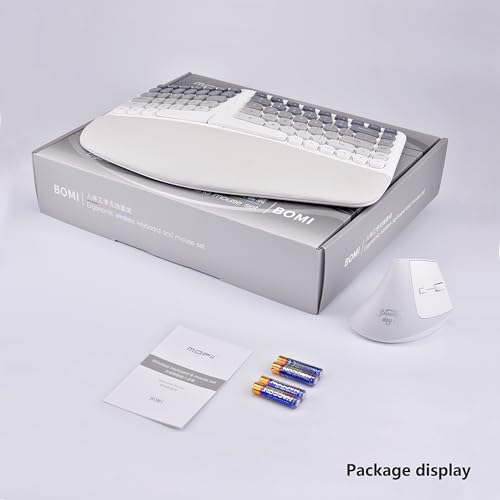 Ergonomic Wireless Keyboard and Mouse Set Creamy Wireless Keyboard Silent Mice Set with Wrist Rest for Computer, Laptop, P...