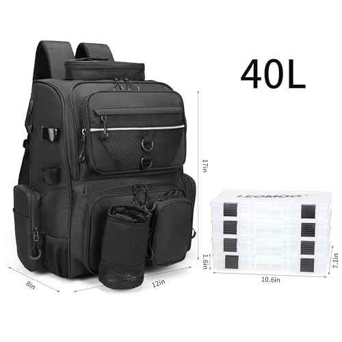 Fishing Tackle Backpack With Rod Holders, Large 40L Fishing Backpack for Camping, Hiking