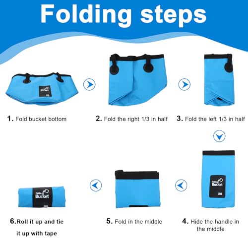 Afcabakila 3 PCS 5 Gallon Collapsible Water Bucket, 20L Foldable PVC Bucket with Handles, Multiple Use Portable Fold up Li...