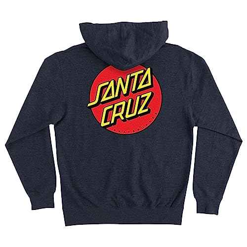 SANTA CRUZ Men's Midweight Zip Up Hooded Sweatshirt Classic Dot Skate Zip Up Sweatshirt