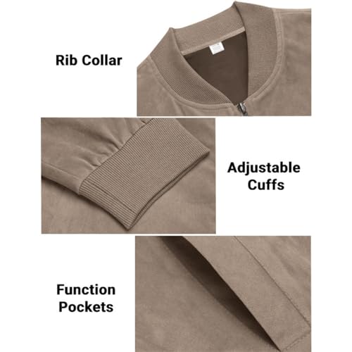 Men's Fashion Bomber Jacket, Casual Zip Up Lightweight Outerwear, Spring Fall Stand Collar Coat, for Outdoor Wear