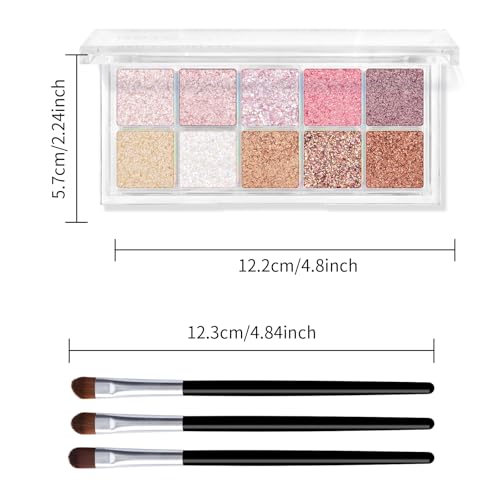 KYDA 10 Colors All Glitter Eyeshadow Palette, Sparkling Sequin Eyeshadow, Shiny Pearl Powder Eye Shadow, Multicolor Glitte...