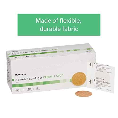 McKesson Adhesive Bandages, Sterile, Fabric Spot, 1 in, 100 Count, 4 Packs, 400 Total