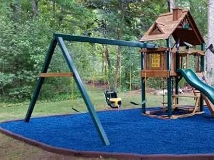Playsafer 4' Flexible Interlocking Rubber Edging Border System for Playgrounds, Swing Sets, and Play Areas - 4 in. High X 48 in. Long X 3in. Wide - Round Top (3, Terra Cotta)