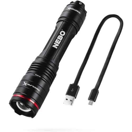 NEBO REDLINE X Rechargeable Flashlight | 1800 Lumens, 4 Light Modes, Waterproof, Paddle Switch Mechanism, Bright LED Light for Camping, Hunting & Tactical EDC, Includes Micro-USB Charging Cable