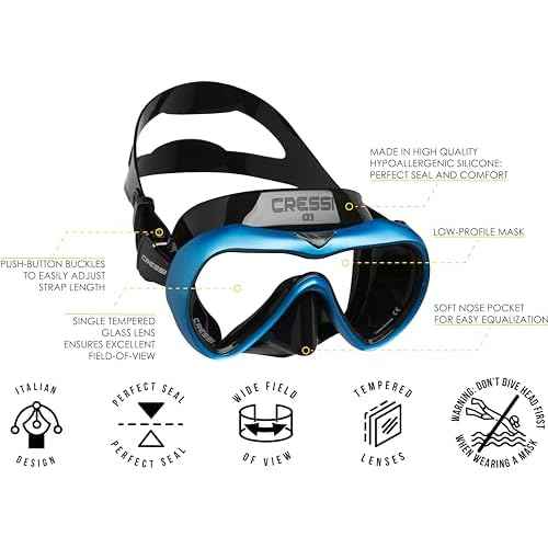 Cressi Anti-Fog Wide View Single Lens Scuba Diving and Freediving Masks A1