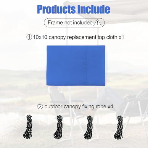 10x10 Canopy Replacement Top 420D, 10x10 Canopy Tent Cover with Rope for Straight Leg Frame, Oxford Cloth Waterproof Tent ...
