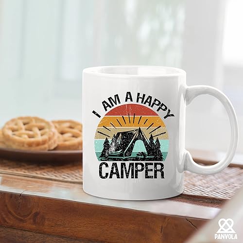 I Am A Happy Camper Camping Outdoor Enthusiast Picnic Gifts for Campers Ceramic Mug 11oz White