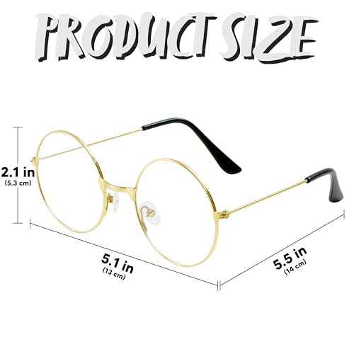 Spooktacular Creations 2PCS Halloween Fake Wizard Glasses, Old Men Wire Round Glasses Toys, Costume Eyeglasses for Women Men Party Dress Up Accessories Prop Black
