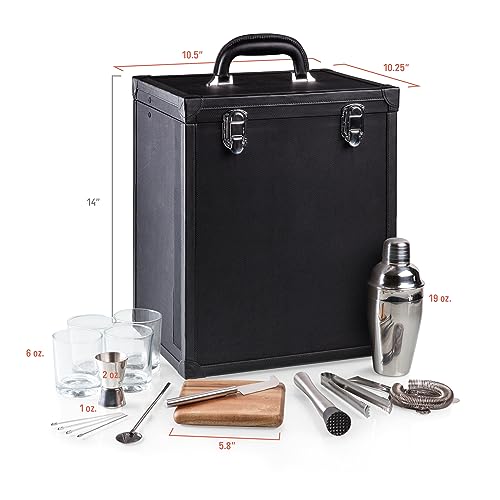 Picnic TIME Hamilton Bartender Kit, Portable Bar Case with Cocktail Shaker Set, Professional Mixology Bartender Kit Stand,...