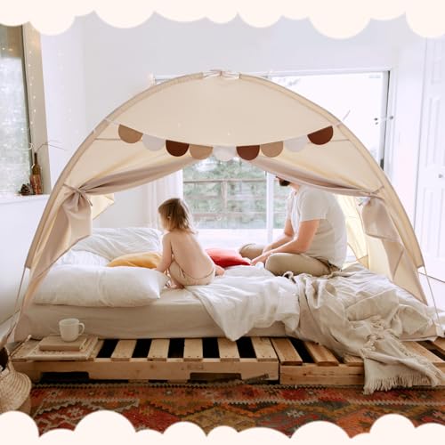 Sherilyn Full Size Bed Canopy Toddler Bed Tents for Kids Dream Tent on Bunk Bed Privacy Space Blackout Sleeping Playhouse ...
