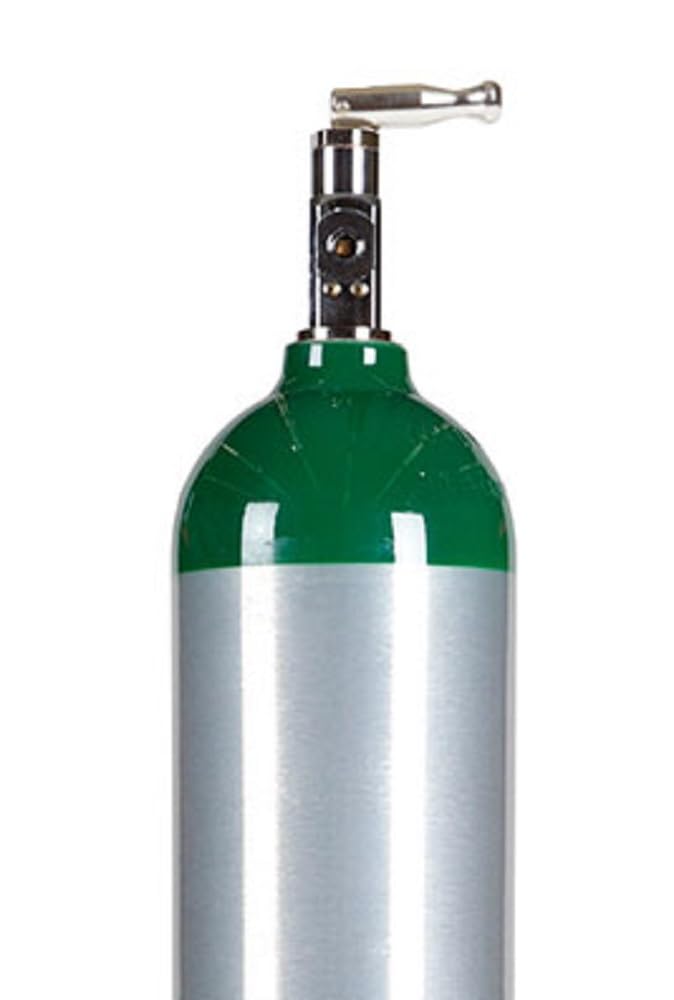 Medical Oxygen Cylinder with CGA870 Toggle Valve - E Size 24.1 cf. (ME), Aluminum Green