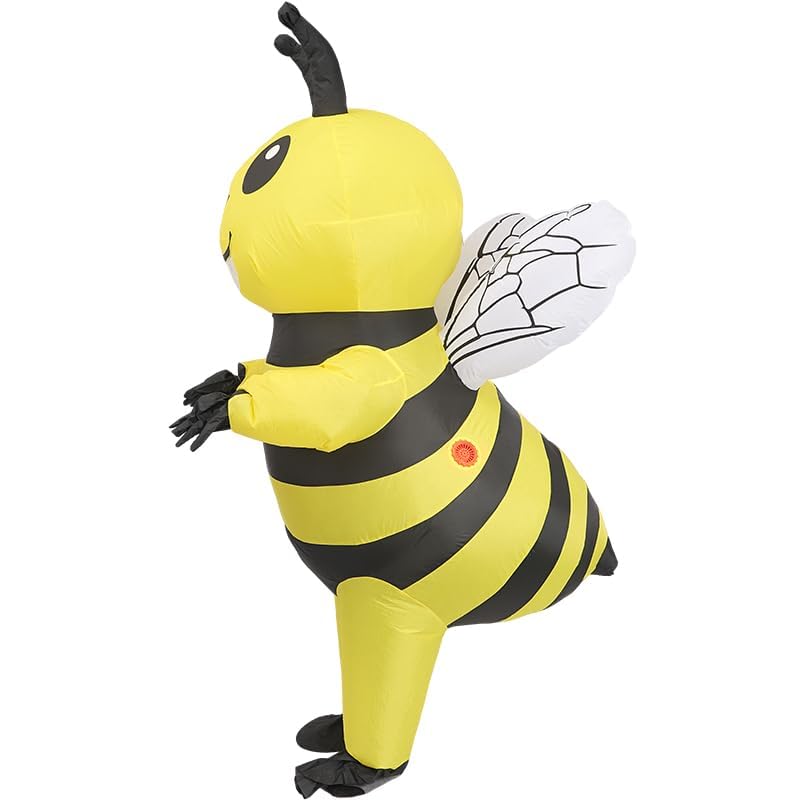 Inflatable Bee Costume Funny Halloween Black and Yellow Striped Full Body Bee Blow Up Costume Adult (Yellow, One Size)