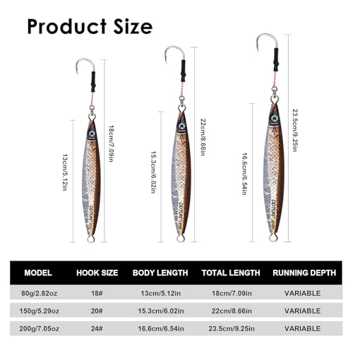 Goture Fishing Jigs Saltwater,60g-400g Vertical Jigs with Assist Hook, Speed Fast Jig Deep Sea Fishing Jigging Spoon Lures...