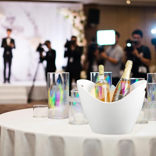 Insulated Ice Bucket for Parties 8L, Large Champagne Bucket for Cocktail Bar, Acrylic Ice Tub White