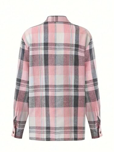 Womens Button Down Shirts Long Sleeve Plaid Blouses Lightweight Business Dressy Casual Top with Pockets