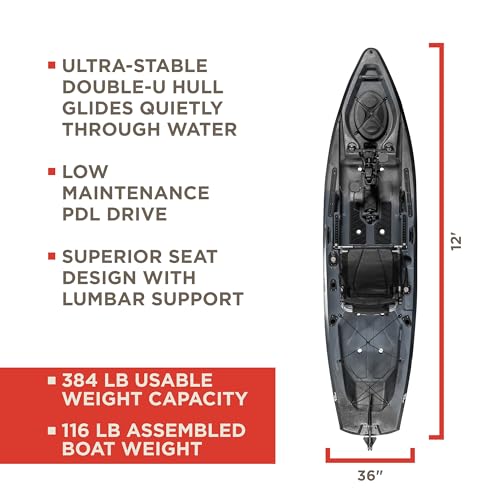Old Town Sportsman PDL 120 Solo Angler Sit-on-Top Pedal Fishing Kayak, 12ft