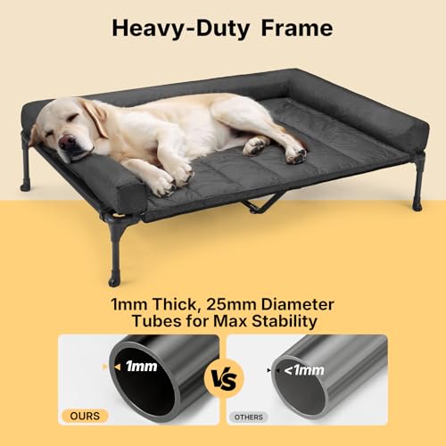 Veehoo Cooling Elevated Dog Bed Add Removable Waterproof Bolster Cushion Mat, Raised Pet Cot with Breathable Teslin Mesh, ...