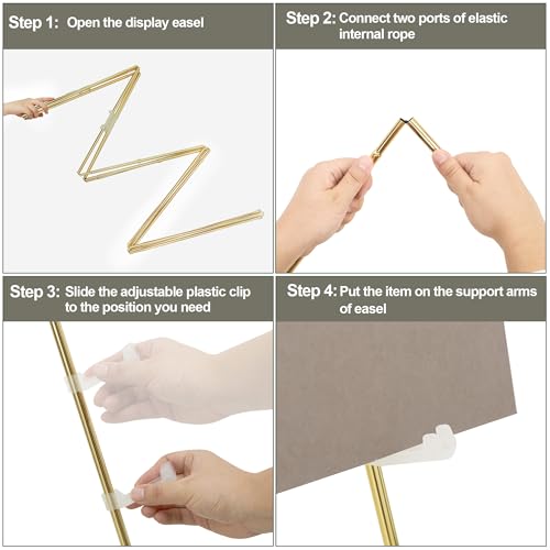 DANMO Easel Stand for Wedding Sign Poster 63'' Instant Display Floor Adjustable Metal Art Easel Gold