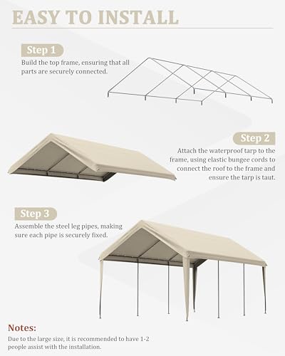 10 X 20 Ft Canopy Replacement Cover Heavy Duty Waterproof UV & Tear Resistant Car Tarp Canopy Tent Garage Top Shelter Oxfo...