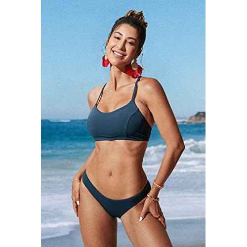 CRZ YOGA Low Waisted Bikini Bottom for Women - Cheeky Basic Bathing Swimsuit Swim Briefs