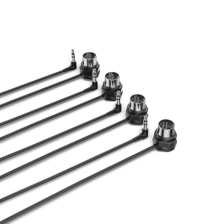 CME TRS MIDI Cable 4-Pack - TRS Type A (3.5mm - 1/8 ) to 5-pin DIN, 2FT / 60CM, Low-Profile - Right Angle Ultra-Thin Plugs for