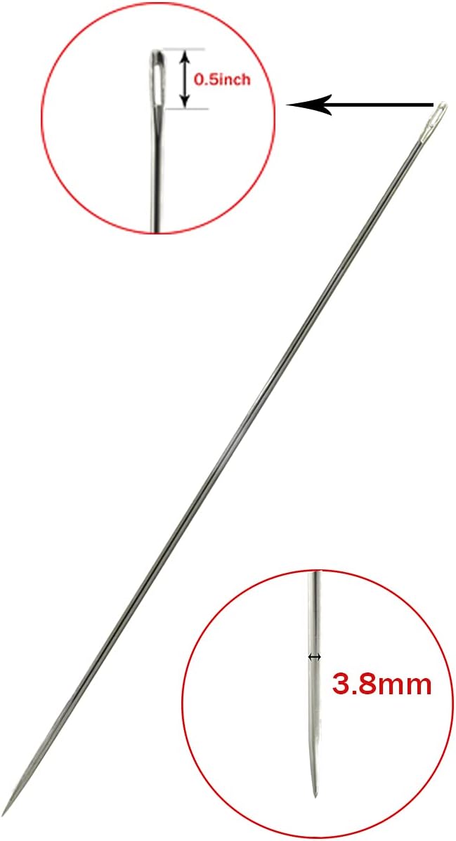 MJMP 10" Professional Upholstery Large Eye Long Needle Easy to Thread,Used for Furniture Weaving Leather Hand Sewing. (10")