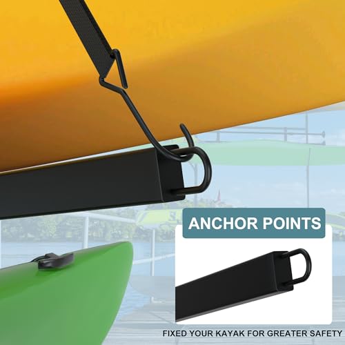 RELIANCER Freestanding Kayak Storage Rack w/Wheel,Adjustable Kayak Stand for Boat Dock,Garage,Indoor & Outdoor Canoe and K...