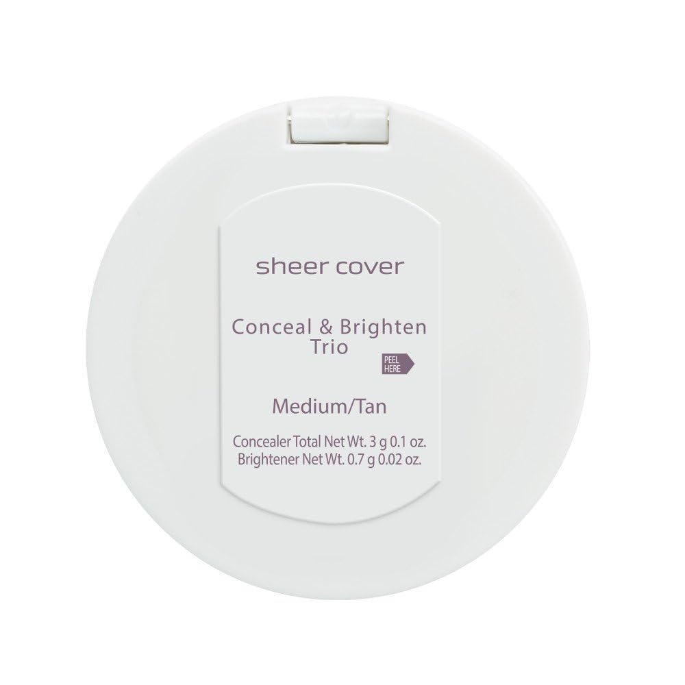 Sheer Cover Studio - Conceal and Brighten Highlight Trio - Two-Toned Concealers - Shimmering Highlighter - Medium/Tan Shade - Wi