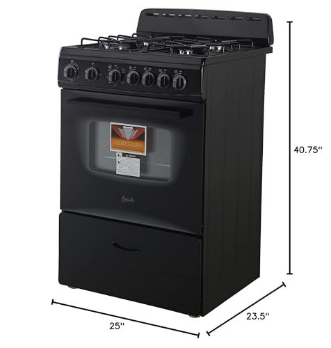 Avanti Gas Range Oven, Compact Freestanding Design, 4 Sealed Burners with Electronic Ignition, 2.6 Cu.Ft. Capacity Feature...