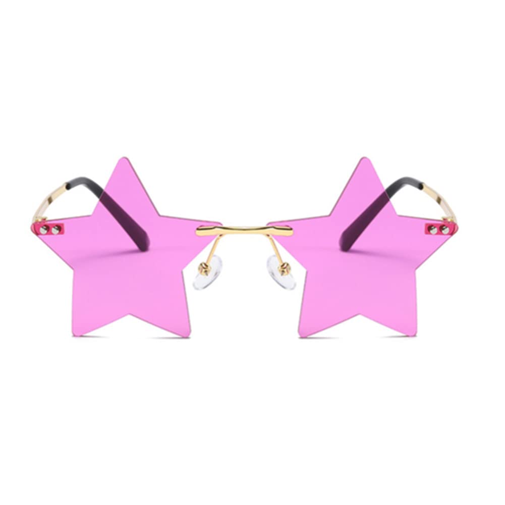 Rimless Star shape Sunglasses Personality Sun Glasses for women/men Party glasses personality pentagram eyewears (Deep purple)