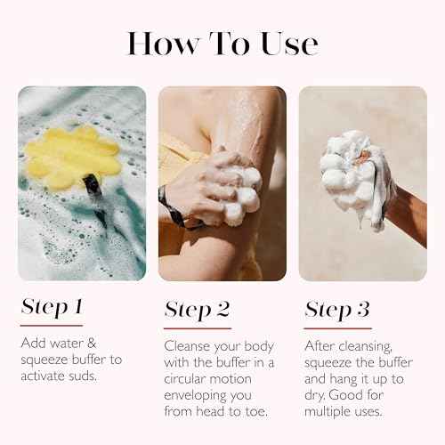 Spongelle French Lavender Wild Flower Buffer Body Scrubber | Bath & Shower Loofah for Women | Exfoliator with Body Wash Infused Sponge | 14+ uses