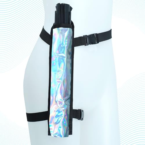 SoJourner Bags Rave Fan Holster - Hand Fan Holder & Thigh Holster for Festival Essentials - Holographic Silver