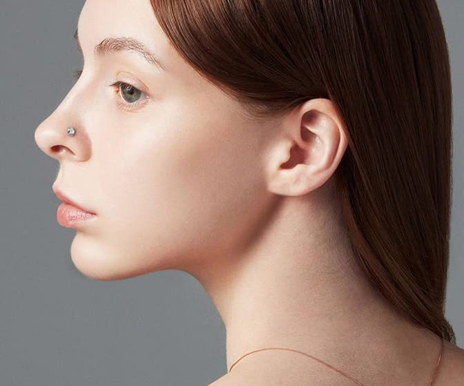 Anicina Nose Rings 18G Nose Rings Hoops Surgical Steel Nose Piercing Kit L Shape Nose Studs for Women CZ Heart Moon nose piercin
