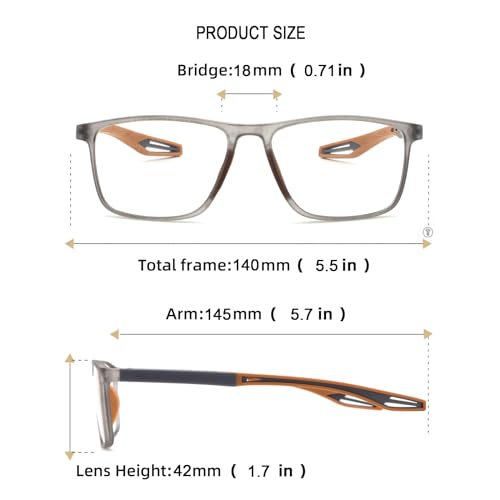 JixGien 2 Pack Reading Glasses for Men,Sports Style Blue Light Blocking Readers with Anti Glare Filter Lightweight Eyeglasses