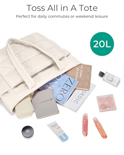 BAGSMART Tote Bag for Women, Lightweight Puffy Tote Bag with Compartments Shoulder Bag Handbag for Travel, Work, Gym | Lig...