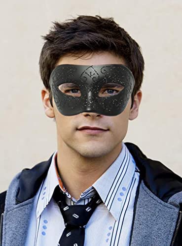 Seglorwy Masquerade Mask for Men Vintage Venetian Mardi Gras Halloween Christmas Party Masks (Black 3)