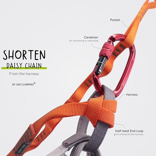 GM CLIMBING 16mm Nylon Daisy Chain Sling 22kN 120cm / 48in CE UIAA Certified for Leading Aid Climb Ascender Rigging Hammoc...