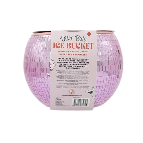 NPW Pink Disco Ball Ice Bucket – Holiday Christmas Party Decor & Bachelorette Gift, Disco Champagne Bucket for Girls’ Night