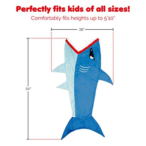 Silver Lilly Animal Tail Blanket - Plush Animal Sleeping Bag Blanket for Kids (Blue Shark)